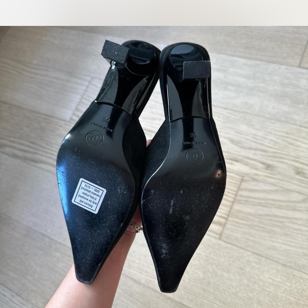 CHANEL Black Suede Heels - Picture 3 of 4